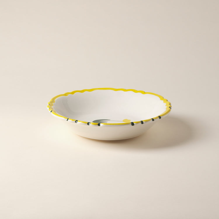 Tulip Hand-Painted Yellow Ceramic Salad Bowl