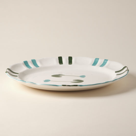Tulip Hand-Painted Blue Ceramic Platter