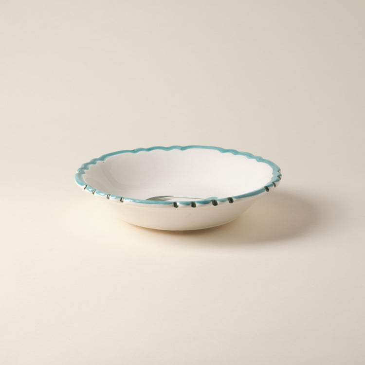 Tulip Hand-Painted Blue Ceramic Salad Bowl