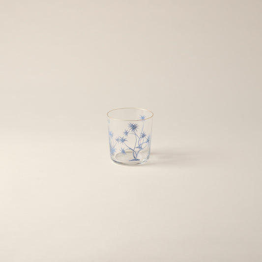 Palm Trees Hand-Painted Blue Tumbler Glass