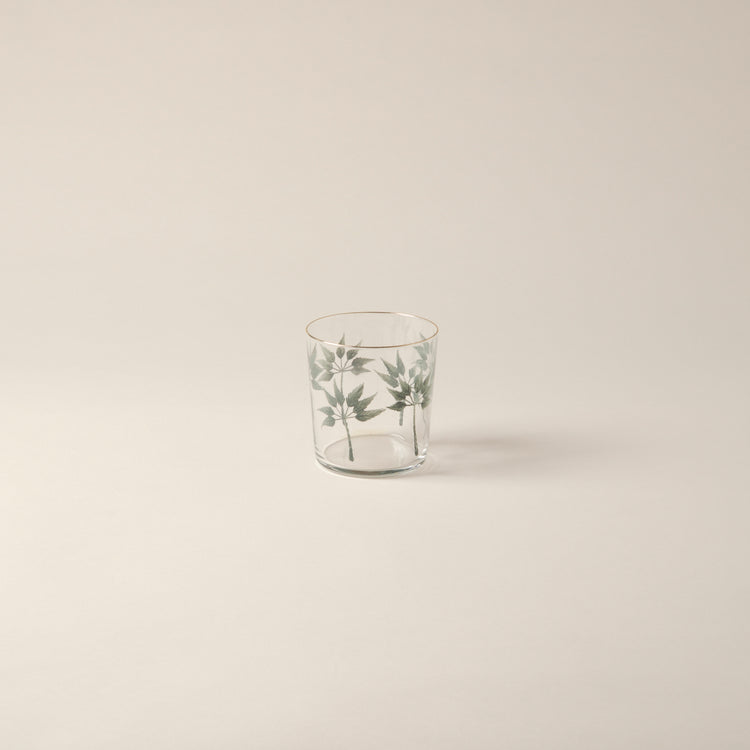 Palm Trees Hand-Painted Green Tumbler Glass
