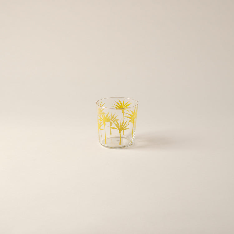 Palm Trees Hand-Painted Yellow Tumbler Glass