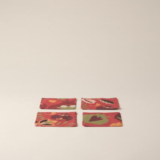 Set of 4 Pomegranates Linen Coasters