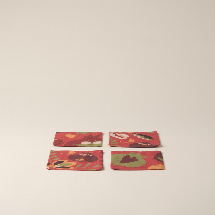 Set of 4 Pomegranates Linen Coasters