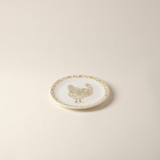 Rooster Hand-Painted Ceramic Dessert Plate