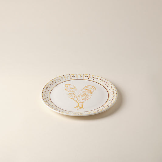 Rooster Hand-Painted Ceramic Dinner Plate