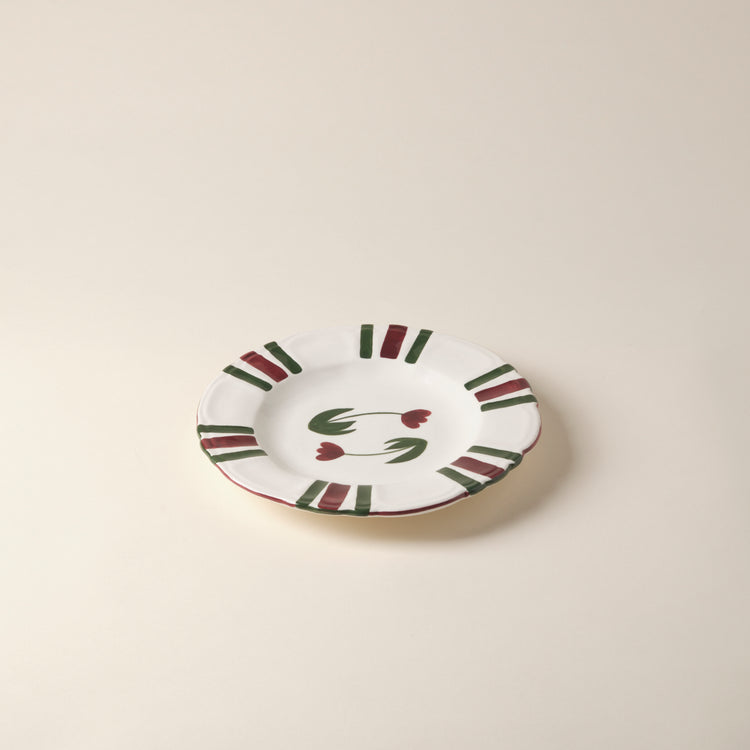 Tulip Hand-Painted Red Ceramic Dinner Plate