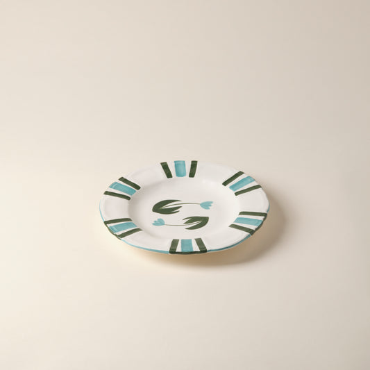 Tulip Hand-Painted Blue Ceramic Dinner Plate
