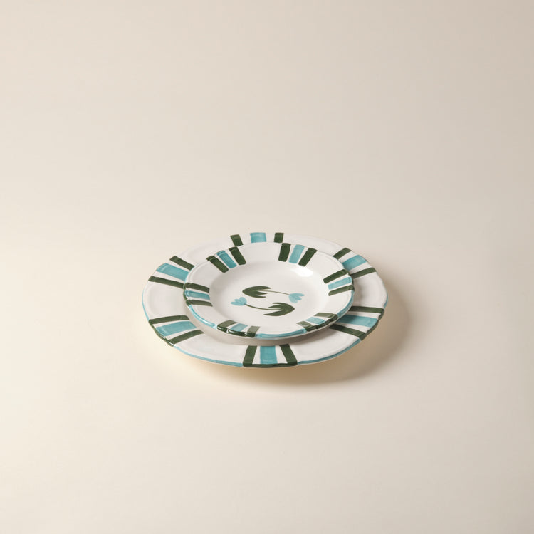 Tulip Hand-Painted Blue Ceramic Dinner Plate