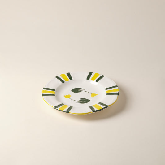 Tulip Hand-Painted Yellow Ceramic Dinner Plate
