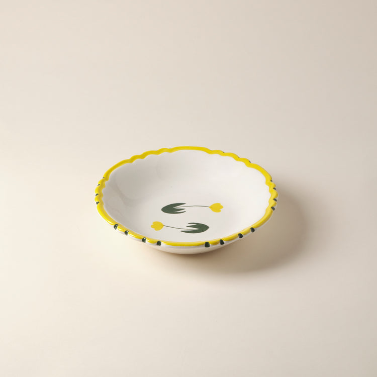 Tulip Hand-Painted Yellow Ceramic Salad Bowl
