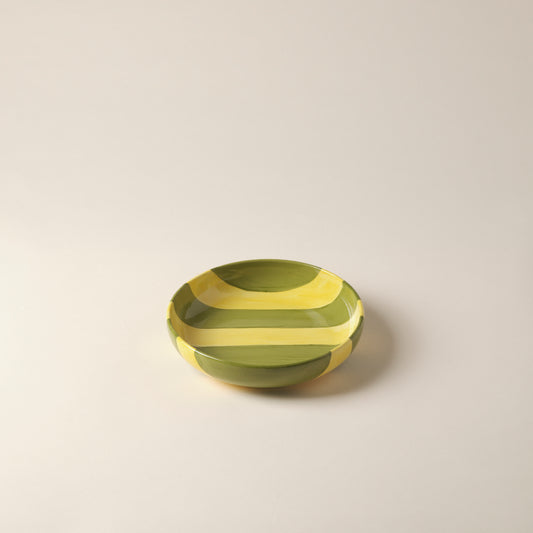 Striped Lime & Green Ceramic Breakfast Plate