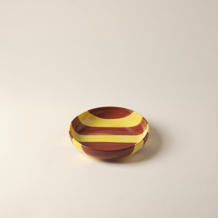 Striped Terracotta & Yellow Breakfast Plate