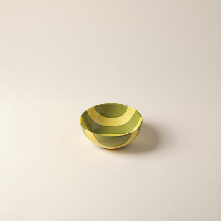 Striped Lime & Green Ceramic Cereal Bowl