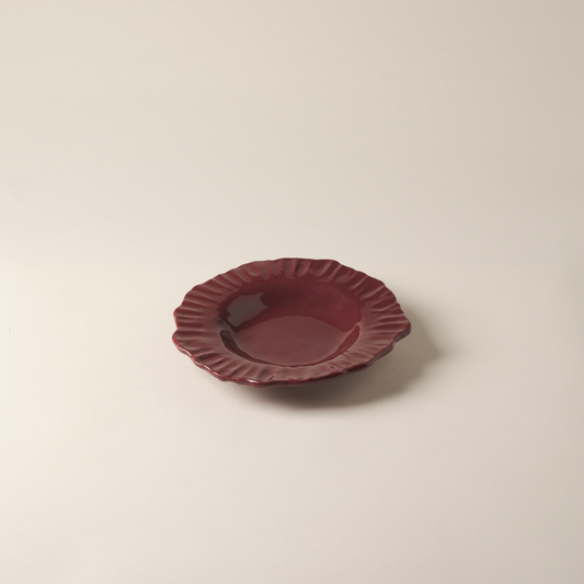 Bordeaux Flower Handmade Soup Plate