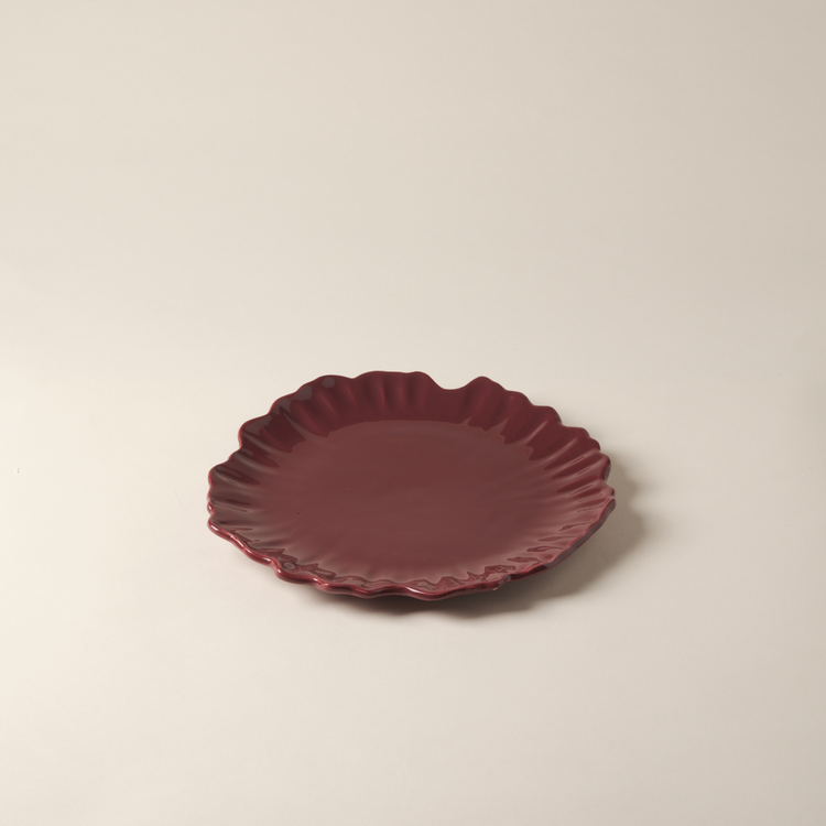 Bordeaux Flower Handmade Dinner Plate
