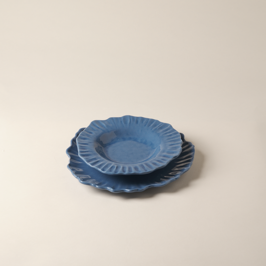 Blue Flower Handmade Soup Plate