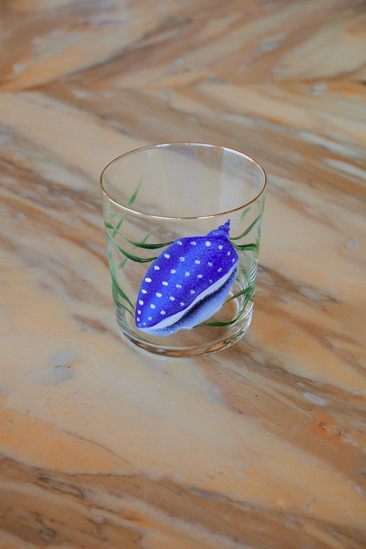 Blue Shells Hand-painted Tumbler Glass