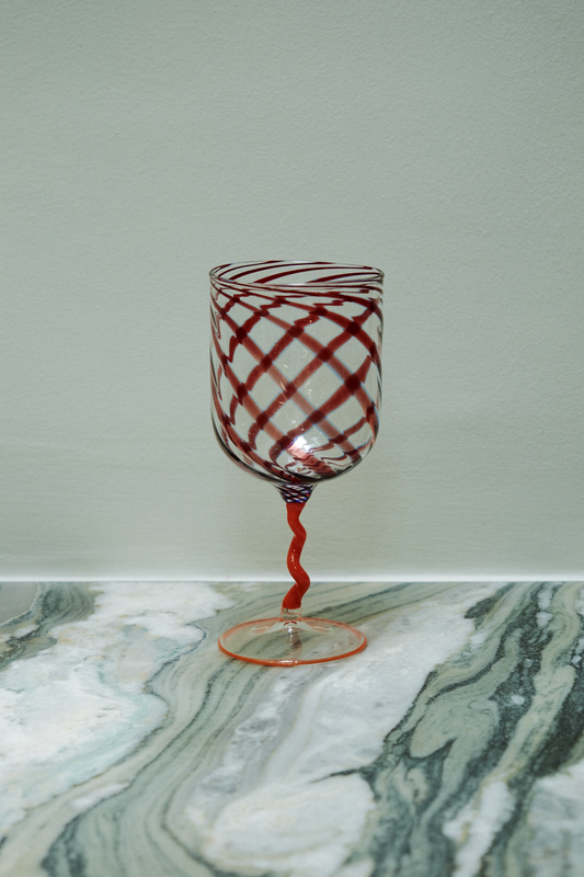 Red Stripes Borosilicate Orange Stem Glass