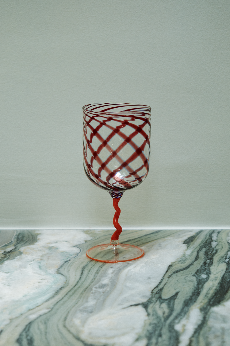 Red Stripes Borosilicate Orange Stem Glass