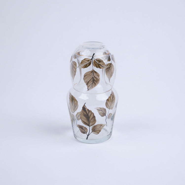 Beside Water Carafe & Glass Set Hand-Painted Olive Leaves