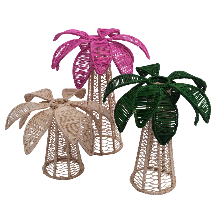Palm Tree Handwoven Pink Candle Holder