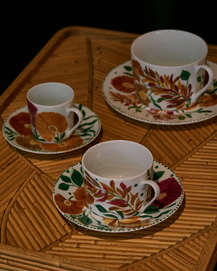 Limoges Hand-Painted Porcelain Orange Cappuccino Cup