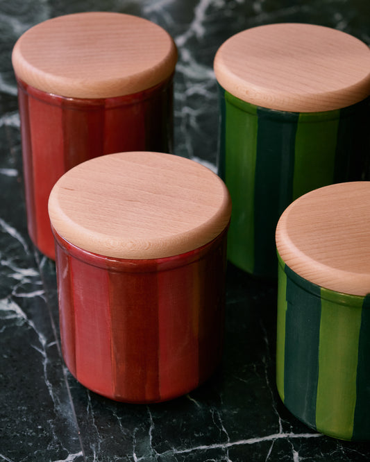 Striped Red Tall Ceramic Jar