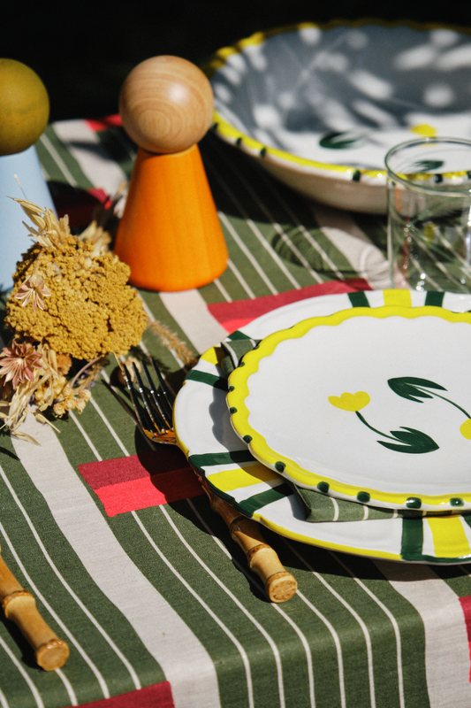Tulip Hand-Painted Yellow Ceramic Dessert Plate