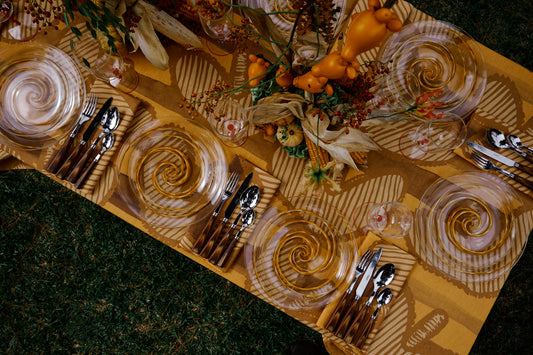 Spiral Hand-Painted Yellow Glass Dinner Plate