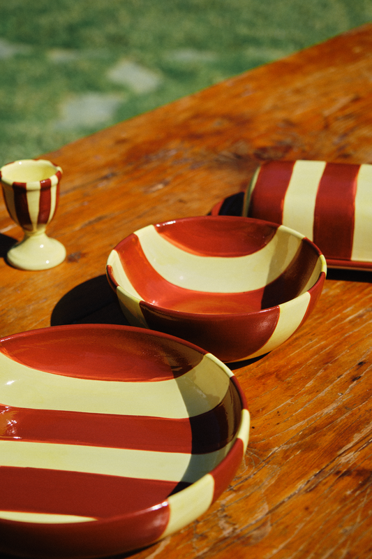 Striped Terracotta & Yellow Cereal Bowl