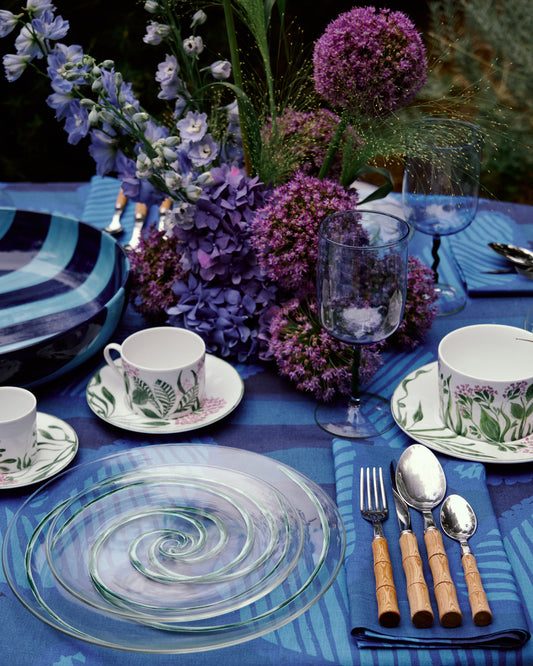 Spiral Hand-Painted Green Glass Dinner Plate