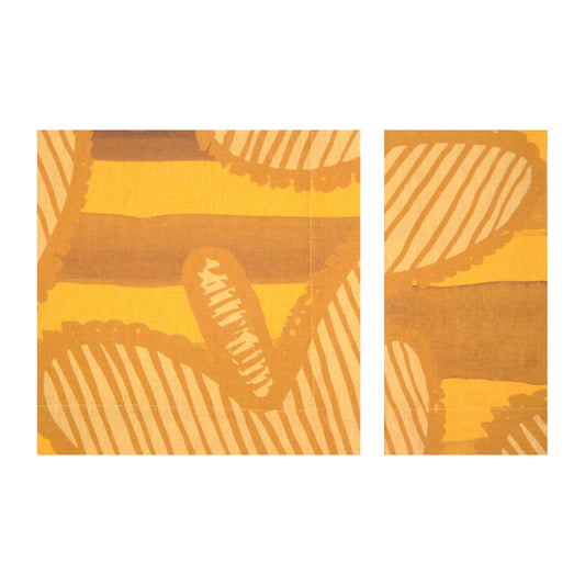 Set of 2 Hearts Yellow Linen Napkins