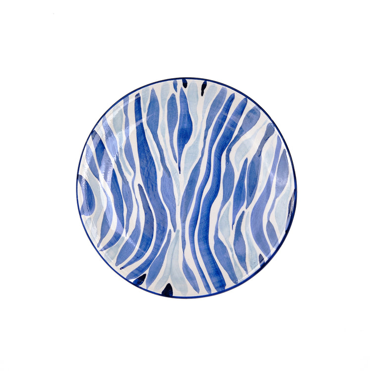 Animal Print Hand-Painted Blue Ceramic Dessert Plate