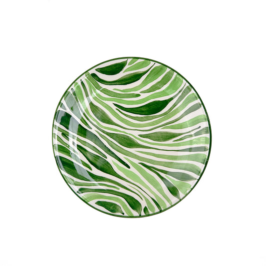 Animal Print Green Hand Painted Ceramic Dessert Plate