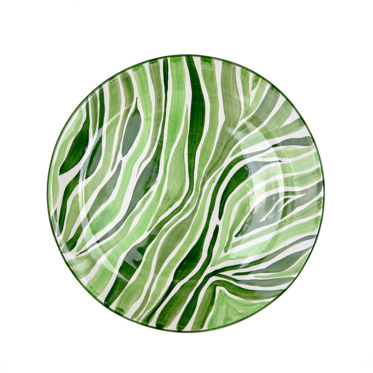 Animal Print Hand-Painted Green Ceramic Dinner Plate