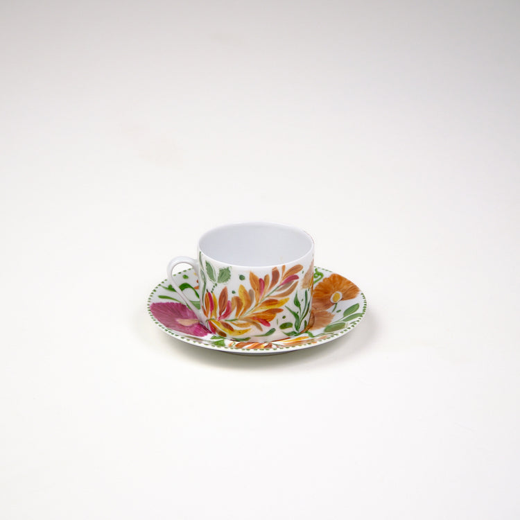 Limoges Hand-Painted Porcelain Orange Cappuccino Cup