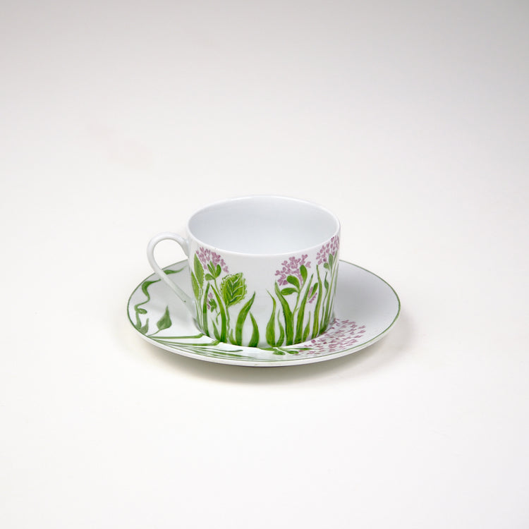 Limoges Hand-Painted Porcelain Lilac Cappuccino Cup