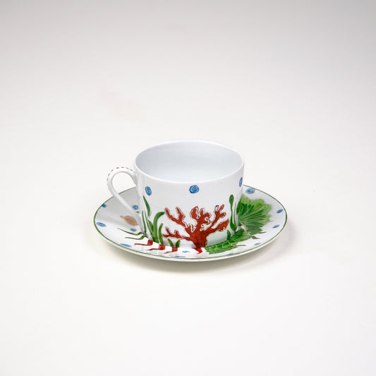 Limoges Hand-Painted Porcelain Seashells Tea Cup