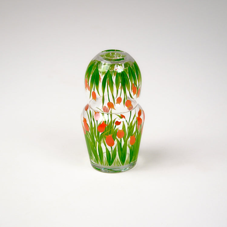 Bedside Table Water Hand-painted Glass Set Tulip Orange