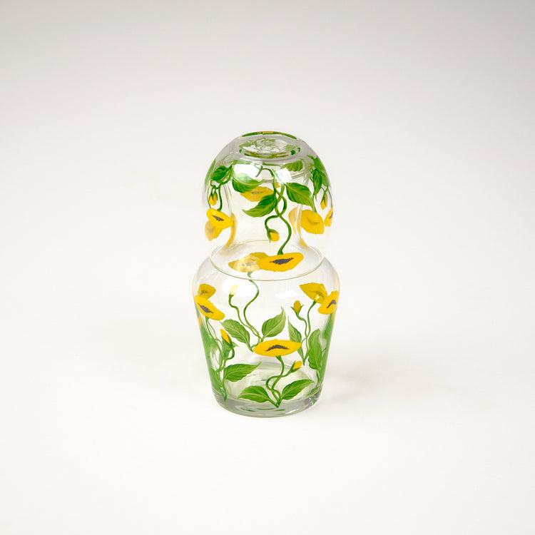 Bedside Table Water Hand-Painted Glass Set Poppy Yellow
