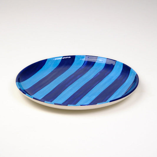 Striped Indigo Blue Large Platter