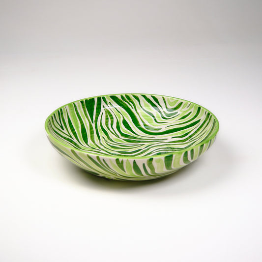 Animal Print Hand-Painted Green Ceramic Centerpiece