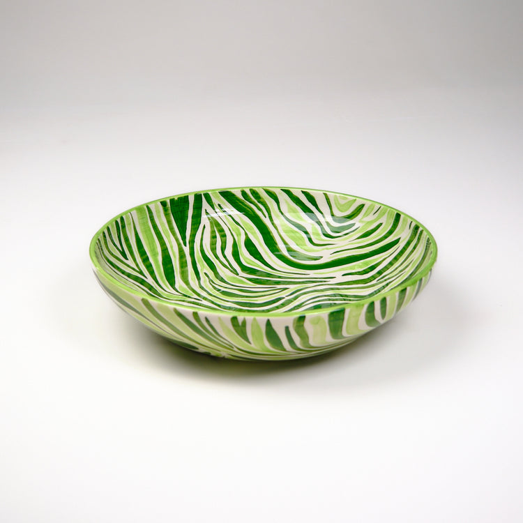 Animal Print Hand-Painted Green Ceramic Centerpiece