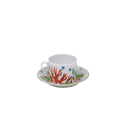 Limoges Hand-Painted Porcelain Seashells Cappuccino Cup