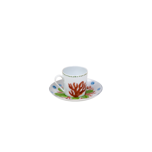 Limoges Hand-Painted Porcelain Seashells Espresso Cup
