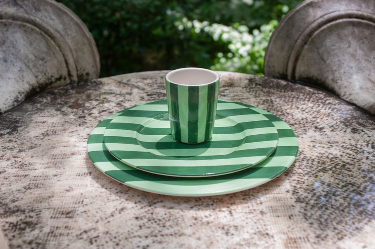 Green Hand-Painted Ceramic Charger Plate