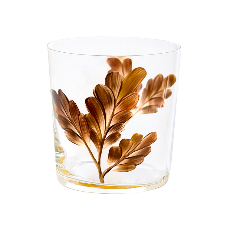 Set of 4 Leaves Hand-Painted Tumbler Glasses