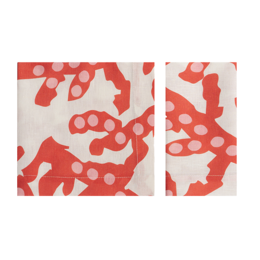 Set of 4 Corals Red Linen Napkins