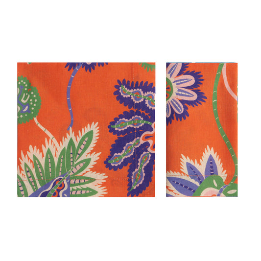 Set of 4 Mystical Garden Orange Linen Napkins